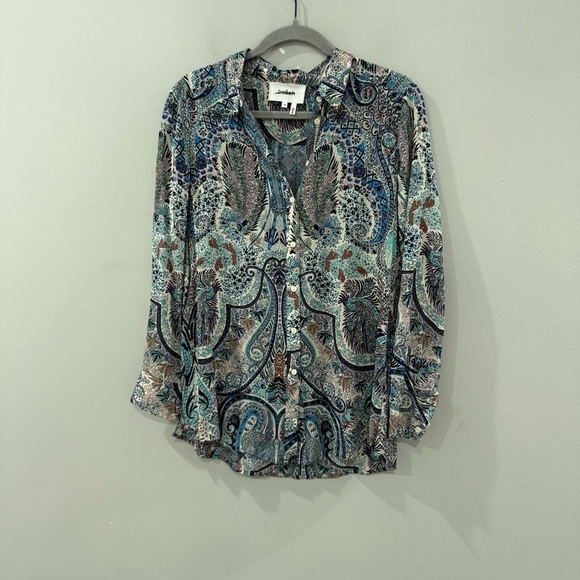 Ba&sh Blouse Blake Button Down in Paisley Blue - Picture 5 of 9